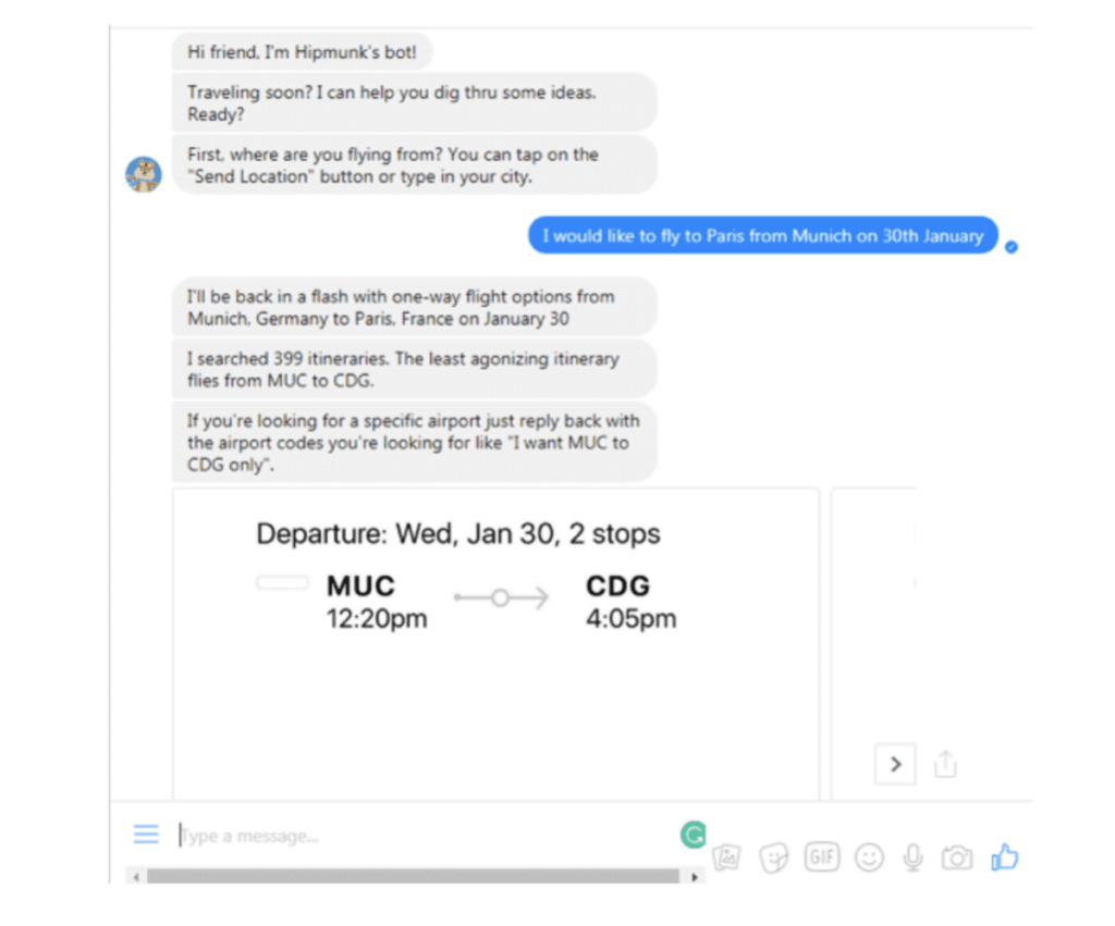NLP chatbot in AirFrance