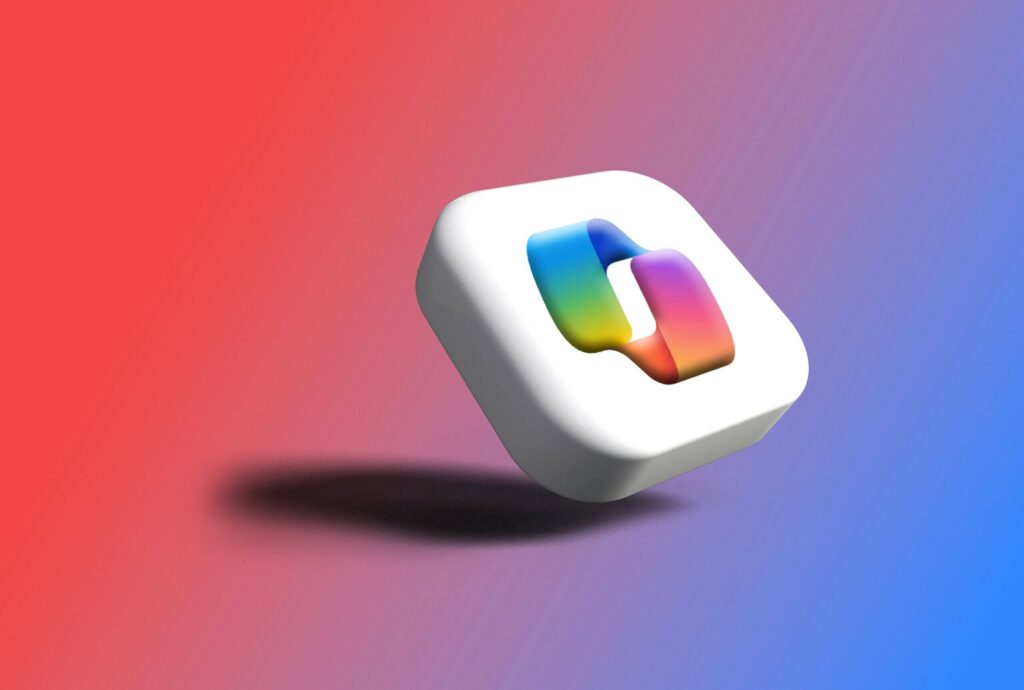 3D Microsoft Copilot-style icon on a gradient background, representing AI copilots supporting business teams